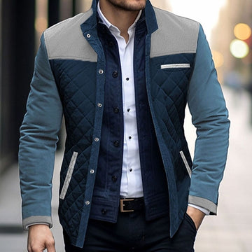 Caleb | Men's Stand Collar Button Front Quilted Jacket
