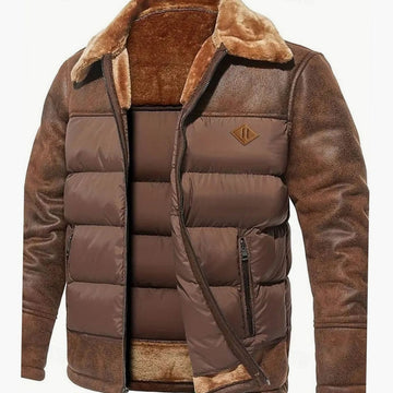 Owen | Men's Quilted Sherpa Collar Coated Puffer Winter Jacket