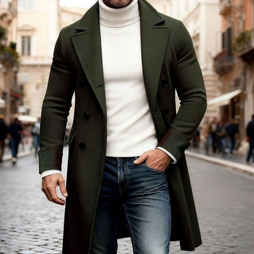 Aiden | Men's Wool Double Breasted Tailored Fit Long Coat