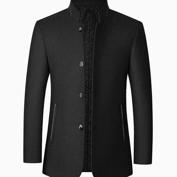 James | Men's Wool Blend Stand Collar Tailored Coat