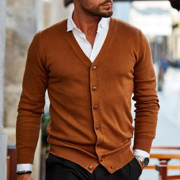 Leo | Men's V Neck Button Through Knitted Cardigan